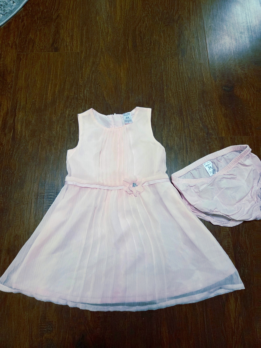 Carter's Light Pink Pleated Sleeveless Dress with Bloomers